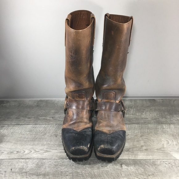 Frye Vintage Black Label Engineer Harness Motorcycle Leather Mens Moto Boots 8.5 - Picture 4 of 13